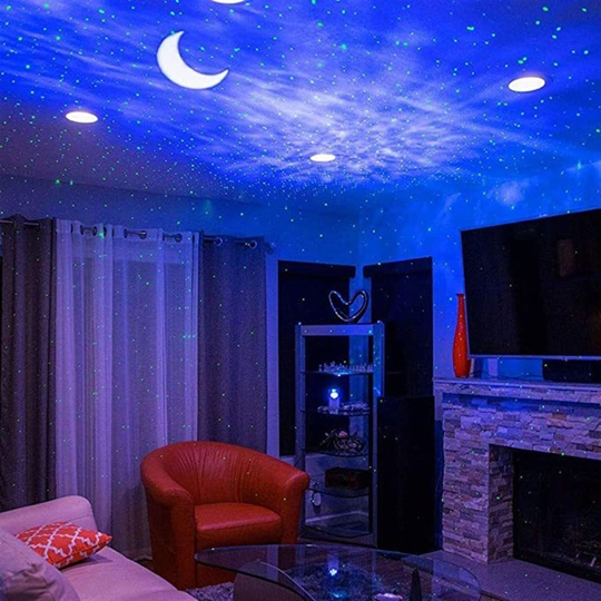 18 Efektli Gökyüzü Moon Projektör Hoparlör Gece Lambası