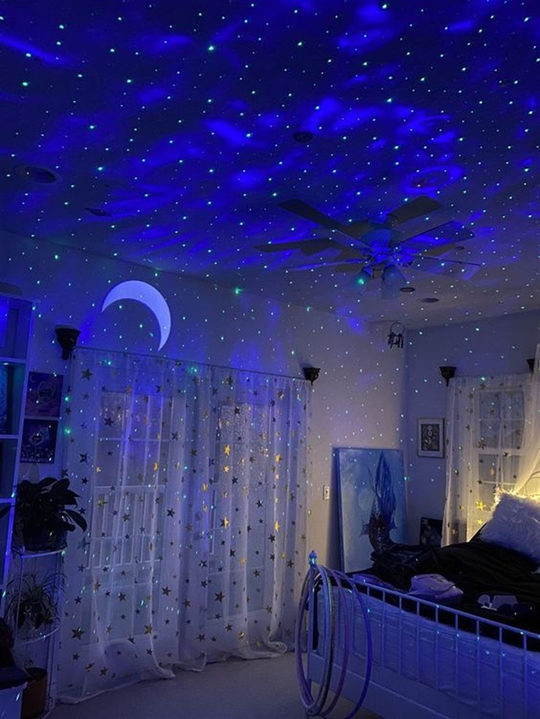 18 Efektli Gökyüzü Moon Projektör Hoparlör Gece Lambası