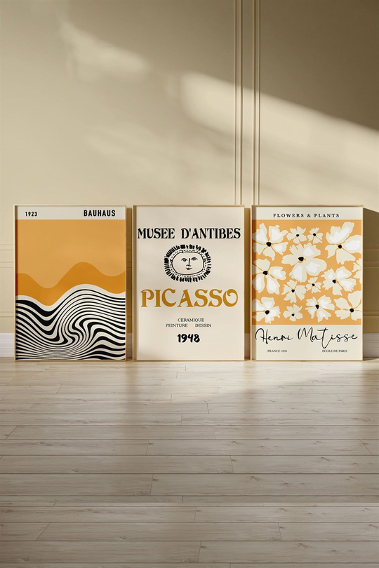 1923 Picasso Henri matisse 3'lü Tablo, Poster Seti - Çerçevesiz