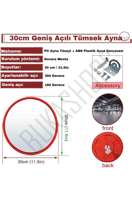 30cm Retro Oda Dekoru Balık Gözü Ayna - 160 Derece Geniş Açılı Dekoratif Güvenlik ve Trafik Tipi Tümsek Ayna
