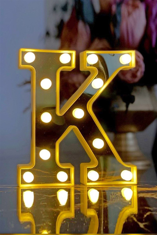3D Işıklı Led Harf Dekoratif Aydınlatma K Harfi