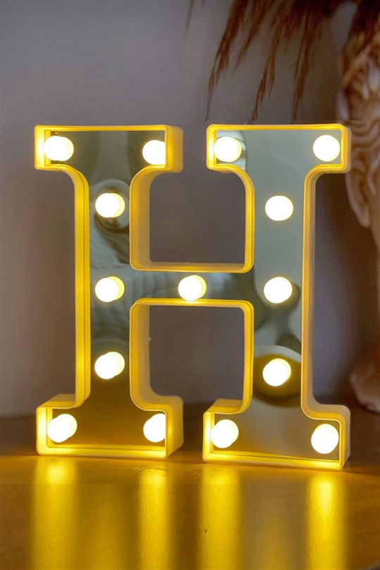 3D Işıklı Led Harf Dekoratif Aydınlatma H Harfi