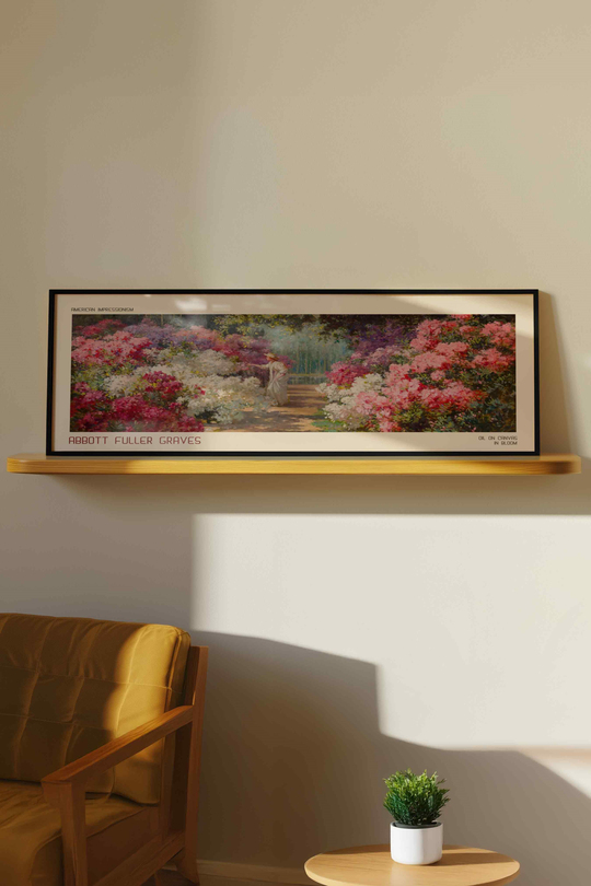 Abbott Fuller Graves Çiçek Açan Bahçe Panoramik Çerçeveli Tablo