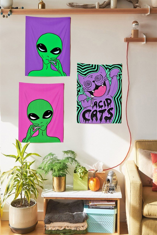 Acid Cats 3 'lü Duvar Halısı Seti
