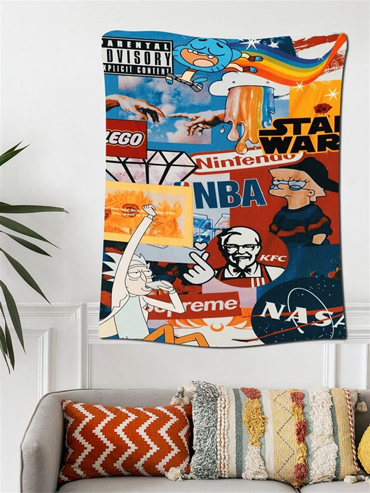 Aesthetic Collage Kadife Duvar Halısı 70x100 cm