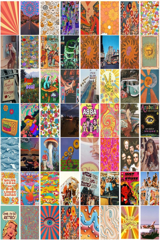 Aesthetic Hippie 60'lı Duvar Posteri Seti