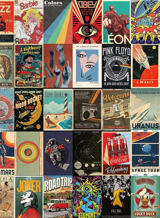Aesthetic Mixed Retro 110'lu Duvar Posteri Seti