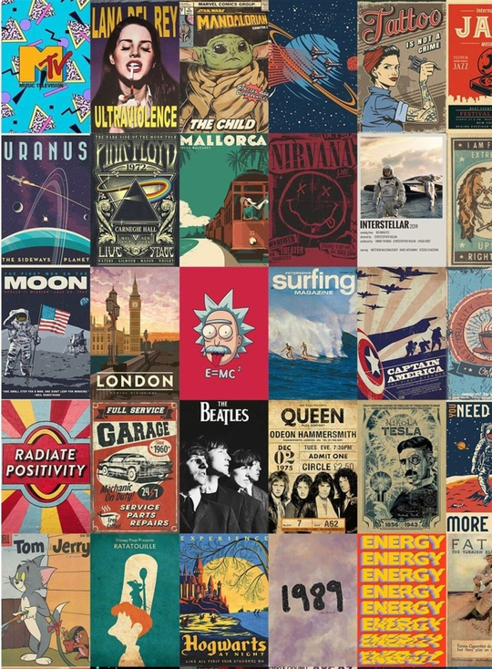 Aesthetic Mixed Retro 110'lu Duvar Posteri Seti