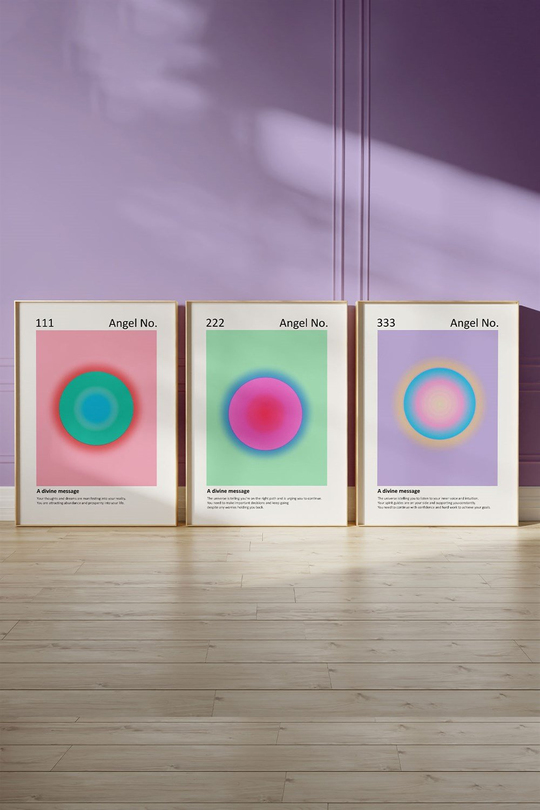Angel No 3'lü Tablo, Poster Seti - Çerçevesiz