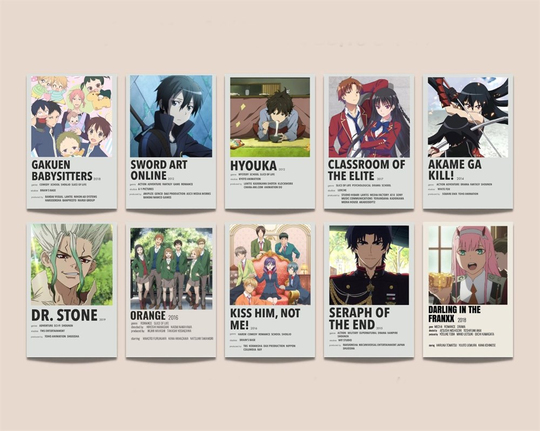 Anime Movies 60'lı Duvar Posteri Seti