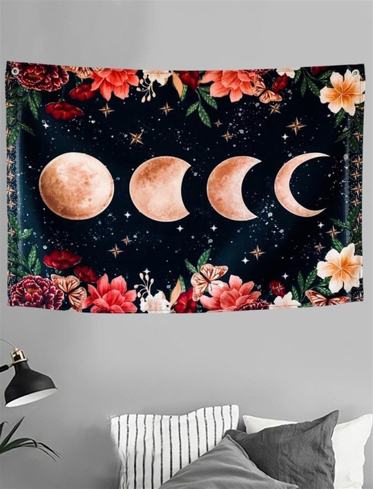 Ayın Evreleri Çiçek Duvar Halısı 70x90 cm