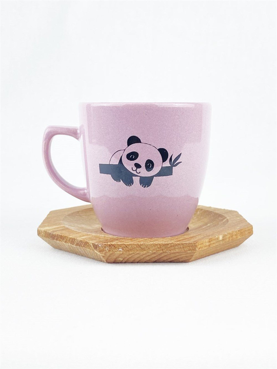 Bambulu Panda Pembe Türk Kahvesi Fincanı