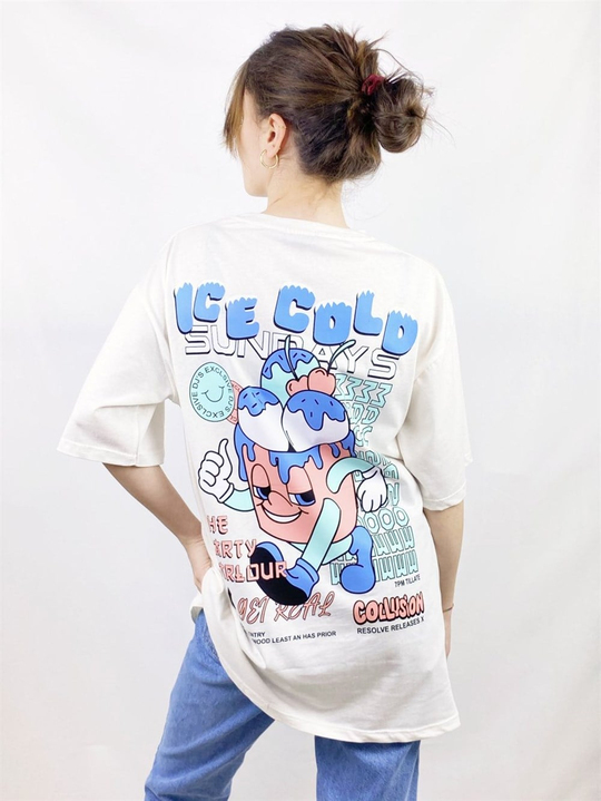 Beyaz Collision Oversize T-shirt