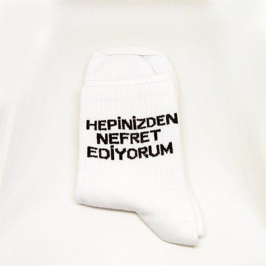 Beyaz Hepinizden Nefret Ediyorum Çorap