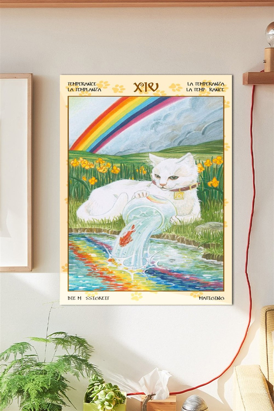 Beyaz Kedi Duvar Posteri Büyük Boy 45x30 Cm