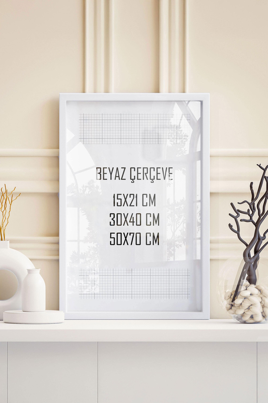 Beyaz Tablo & Fotoğraf Çerçevesi (15x21, 30x40, 50x70cm Seçenekli) - Modern, Şık Tekli Tablo Çerçeve