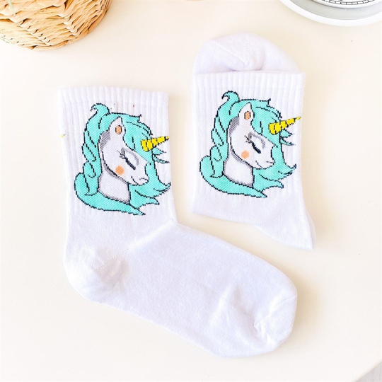 Beyaz Unicorn Çorap