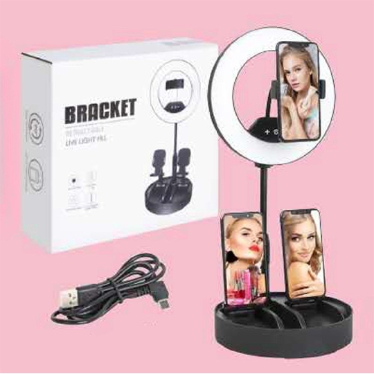 Bracket Led Işıklı Telefon Tutucu Makyaj Aynası