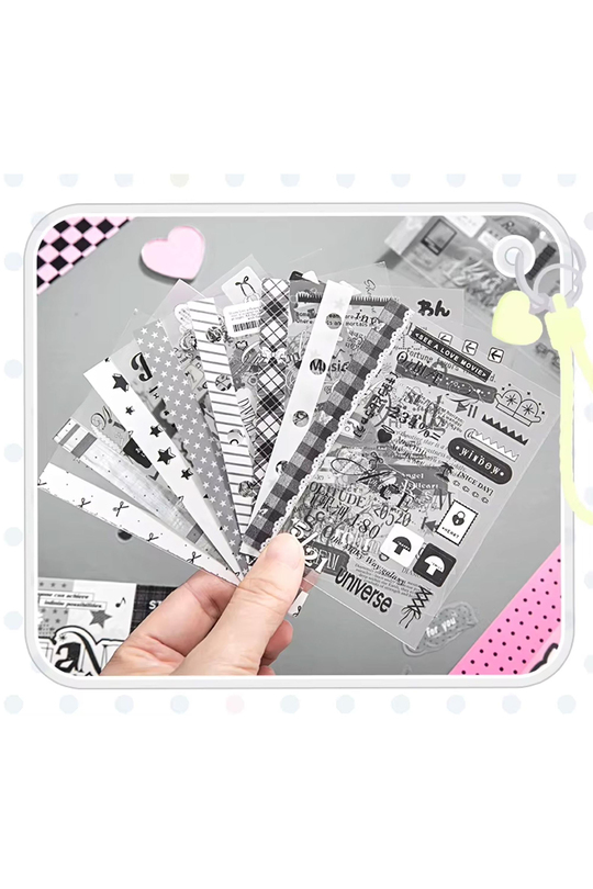 Bullet Journal ve Scrapbook Sticker Seti - 40 Parça Black & White Y2K ve Gotik Temalı Ajanda Süsleme