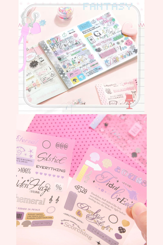 Bullet Journal ve Scrapbook Sticker Seti - 40 Parça Heart Letter Y2K ve Motto Temalı Ajanda Süsleme