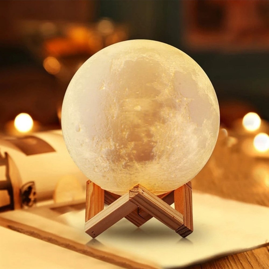 Büyük Boy 3D Moon Dokunmatik Standlı Gece Lambası