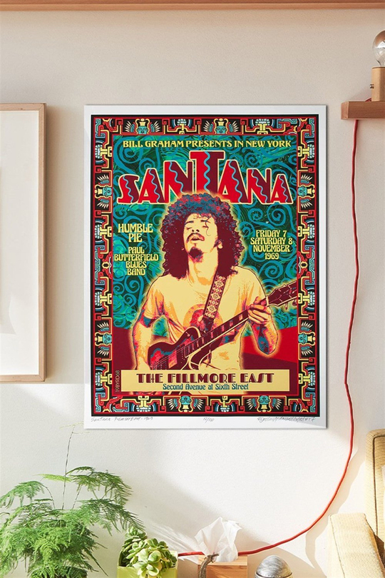 Carlos Santana Rock Duvar Posteri Büyük Boy 45x30 Cm