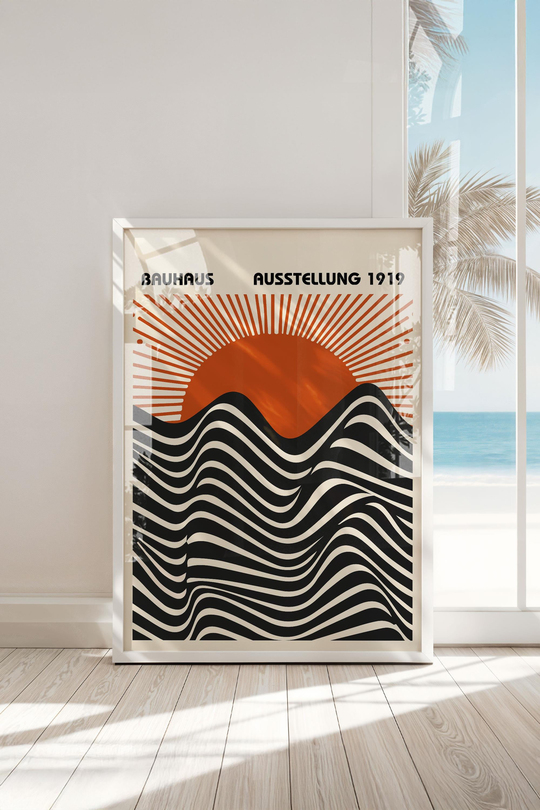 Çerçeveli Bauhaus Ausstellung 1919 Premium Tablo: Bauhaus'un Geometrik Estetiği ve Tarihi İmzası