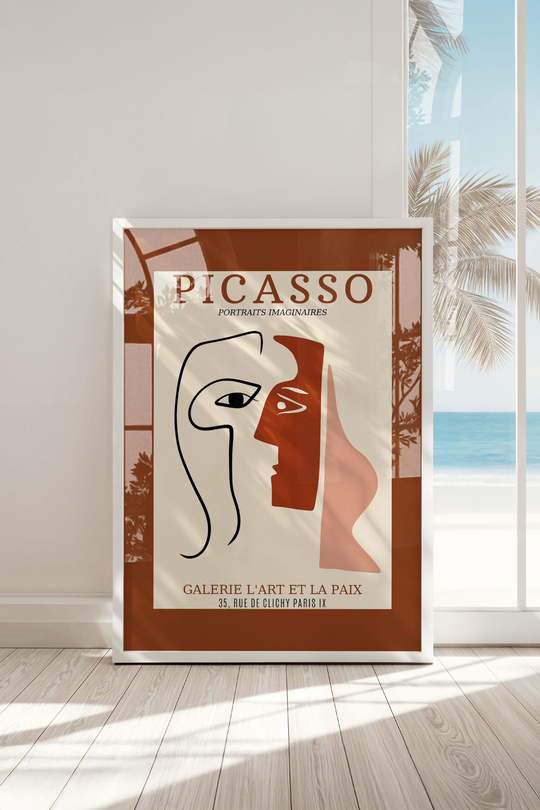 Çerçeveli Picasso Galerie L'Art et la Paix Minimalist Portre Premium Tablo: Sanatın Huzurlu İfadesi
