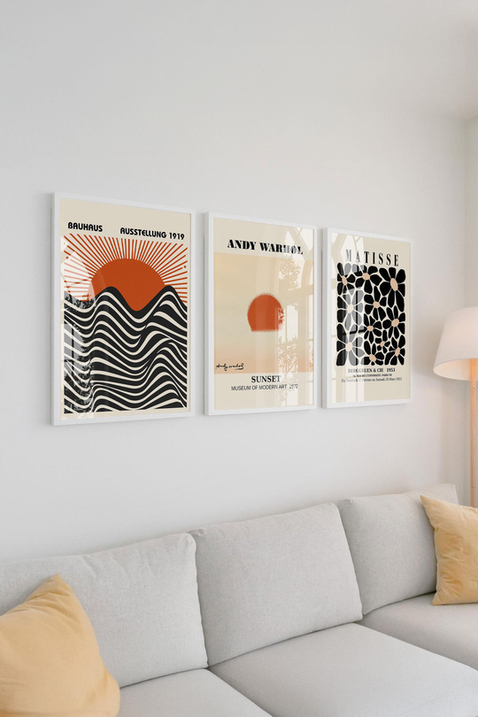 Çerçeveli Zamansız Avangart Koleksiyonu: Bauhaus, Warhol, Matisse 3'lü Premium Tablo Seti