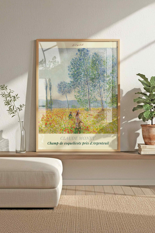 Claude Monet 3'lü Çerçeveli Tablo Setii Çerçeveli Renk Seçenekli