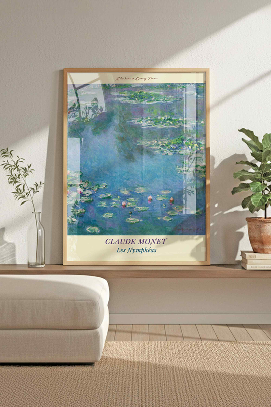 Claude Monet 3'lü Çerçeveli Tablo Setii Çerçeveli Renk Seçenekli