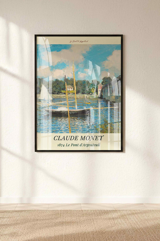 Claude Monet 3'lü Çerçeveli Tablo Setii Çerçeveli Renk Seçenekli