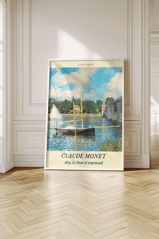Claude Monet 3'lü Çerçeveli Tablo Setii Çerçeveli Renk Seçenekli