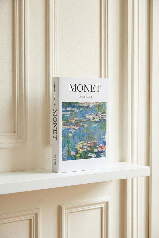 Claude Monet Eseri Temalı Kitap Görünümlü Dekoratif Kutu - Nülüferler Desenli Gizli Saklama ve Düzenleyici - Salon Ofis Aksesuarı