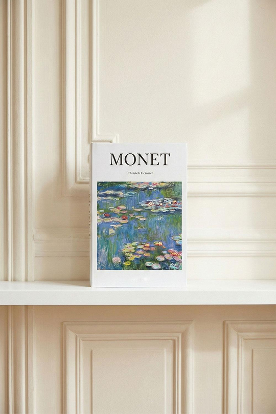 Claude Monet Eseri Temalı Kitap Görünümlü Dekoratif Kutu - Nülüferler Desenli Gizli Saklama ve Düzenleyici - Salon Ofis Aksesuarı