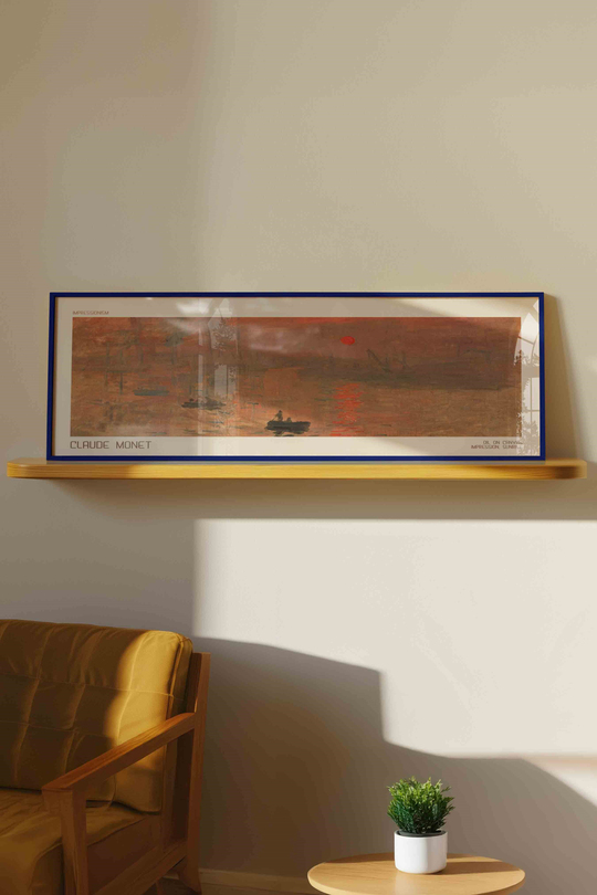 Claude Monet Gün Doğumu İzlenim Panoramik Çerçeveli Tablo 