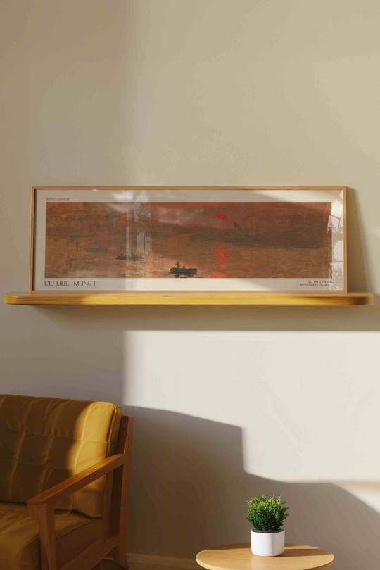 Claude Monet Gün Doğumu İzlenim Panoramik Çerçeveli Tablo 