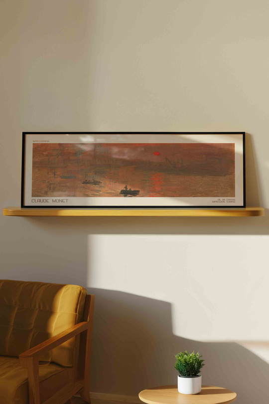 Claude Monet Gün Doğumu İzlenim Panoramik Çerçeveli Tablo 