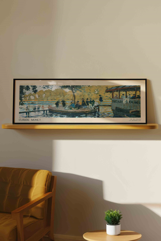 Claude Monet La Grenouillère Panoramik Çerçeveli Tablo