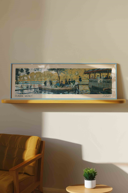 Claude Monet La Grenouillère Panoramik Çerçeveli Tablo