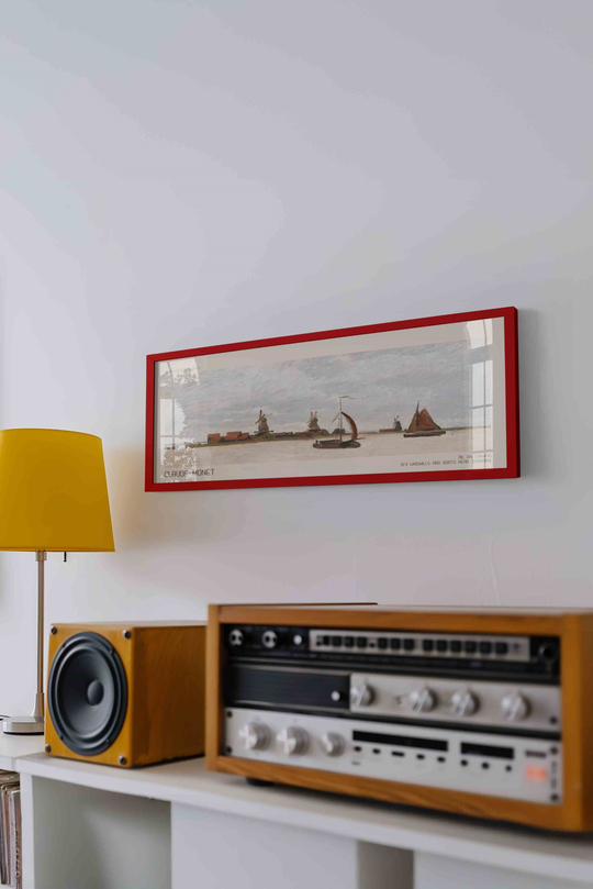 Claude Monet Zaandam Yel Değirmenleri Panoramik Çerçeveli Tablo