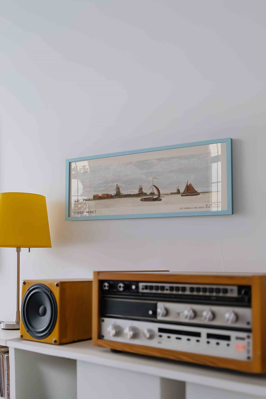 Claude Monet Zaandam Yel Değirmenleri Panoramik Çerçeveli Tablo