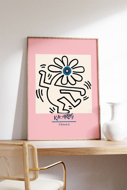 Dancing Flower by Keith Haring Tablo, Poster - Çerçevesiz