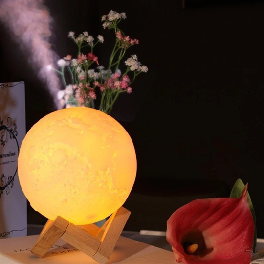 Dokunmatik 3D Hava Nemlendirici Ay Işığı Dekoratif Gece Lambası