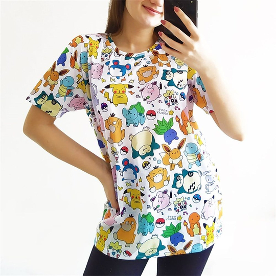 Full Baskı Pikachu Kolaj T-Shirt
