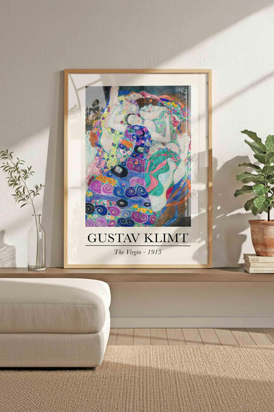 Gustav Klimt Sanat Koleksiyonu: 3'lü Küratörlü Tablo Seti Çerçeveli Renk Seçenekli