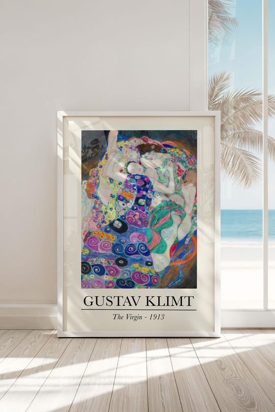 Gustav Klimt Sanat Koleksiyonu: 3'lü Küratörlü Tablo Seti Çerçeveli Renk Seçenekli