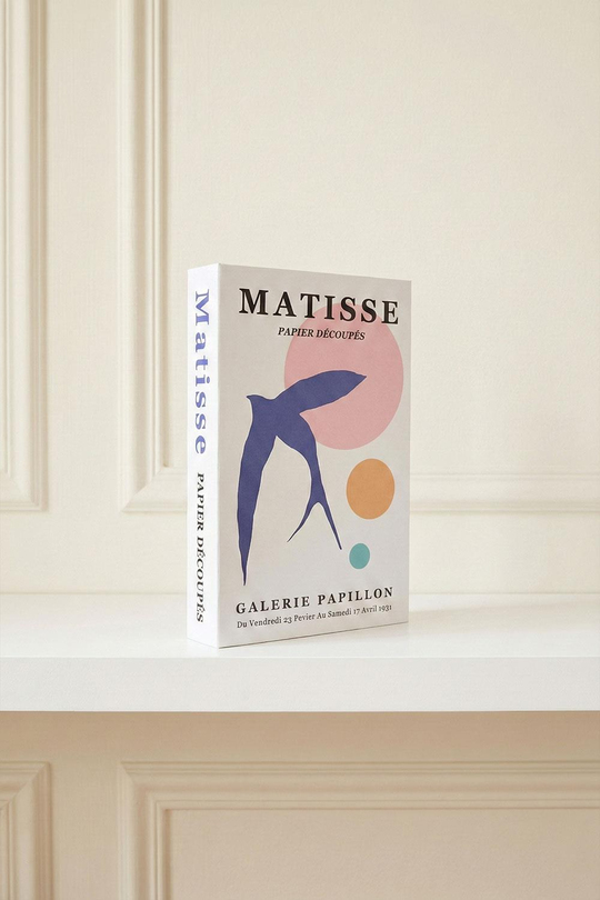 Henri Matisse Temalı Dekoratif Kitap Kutu - Mavi Kuşlar ve Soyut Sanat Desenli Gizli Saklama Kutusu - Modern Sanat Serisi