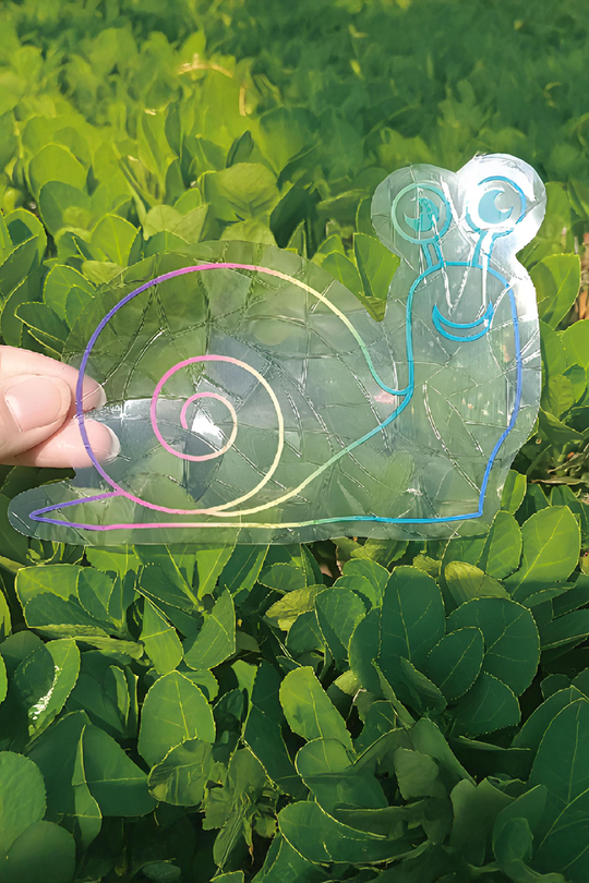 Holografik Sevecen Salyangoz Sun Catcher Sticker - Minimalist Gökkuşağı Pencere Filmi