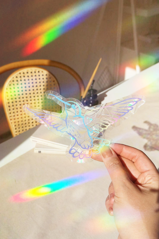 Holografik Zarif Sinek Kuşu Sun Catcher - Uçan Gökkuşağı Pencere Filmi